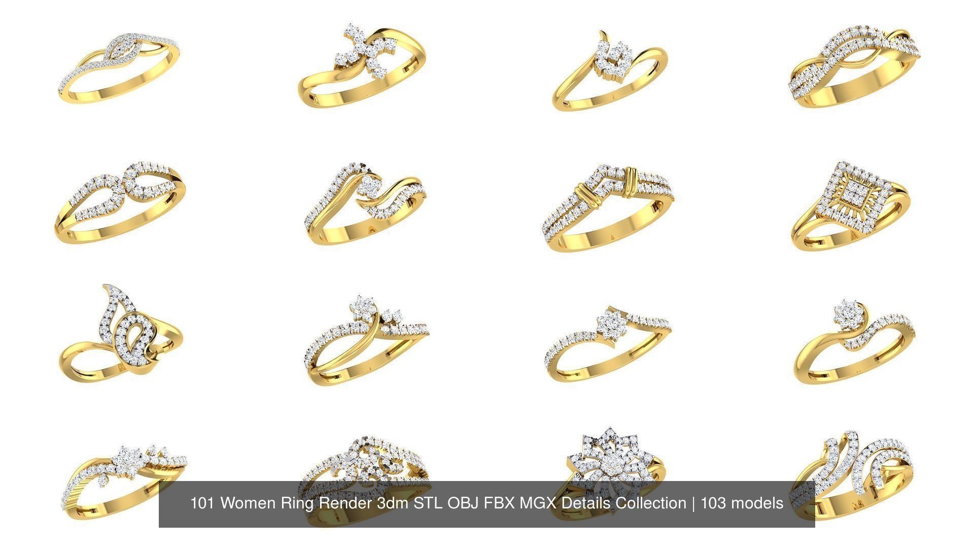 101 Women Ring Render 3dm STL OBJ FBX MGX Details Collection _8