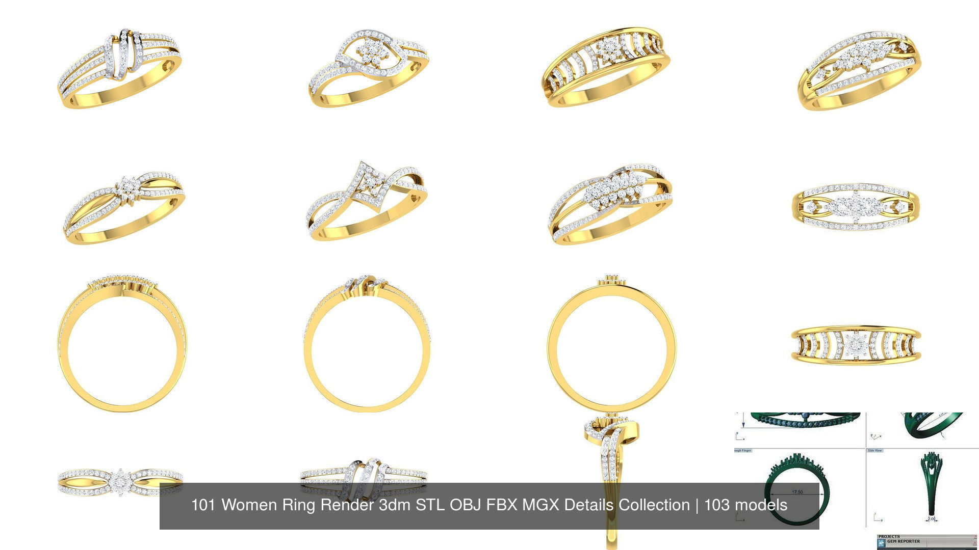 101 Women Ring Render 3dm STL OBJ FBX MGX Details Collection _18