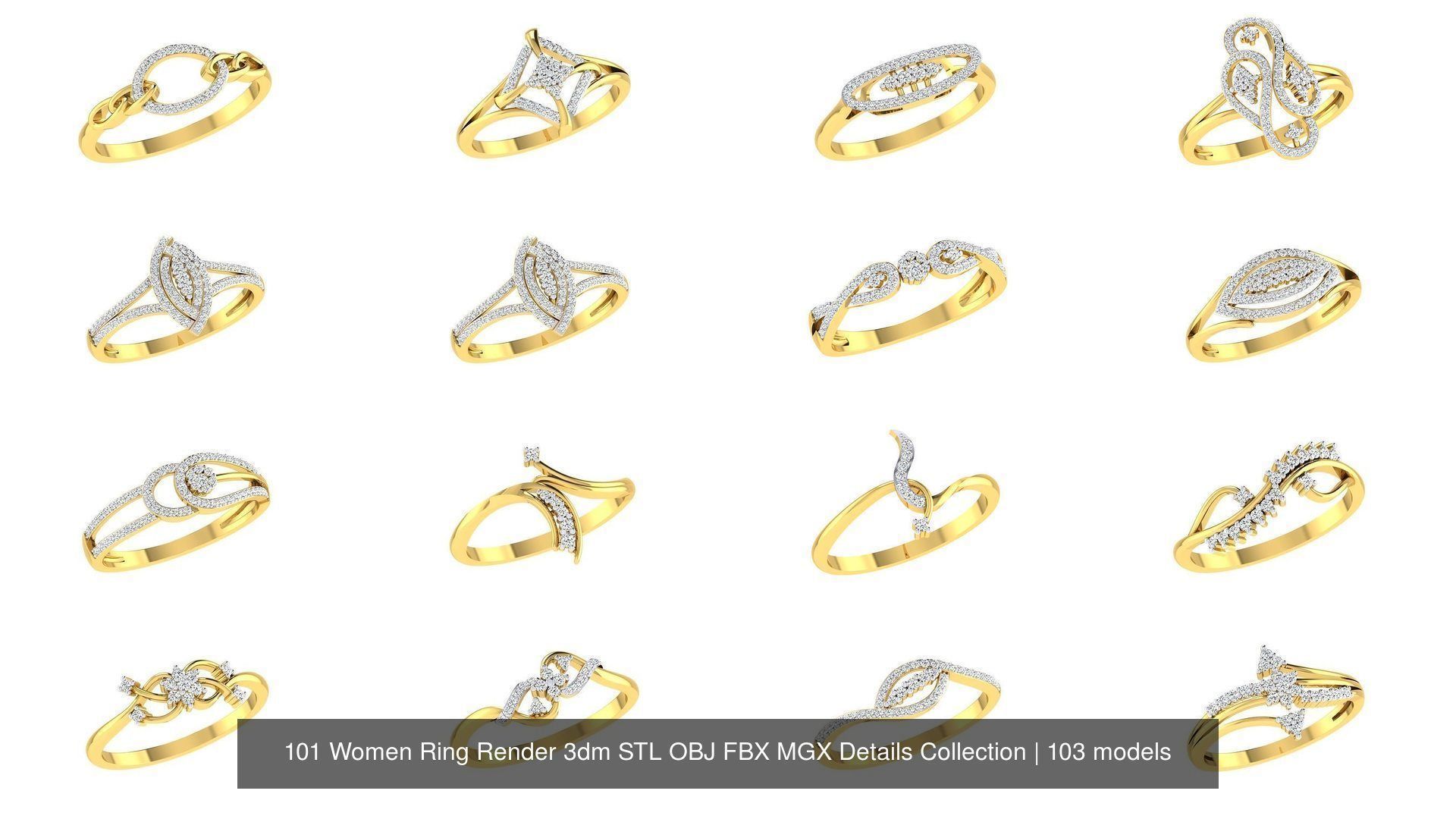 101 Women Ring Render 3dm STL OBJ FBX MGX Details Collection _6