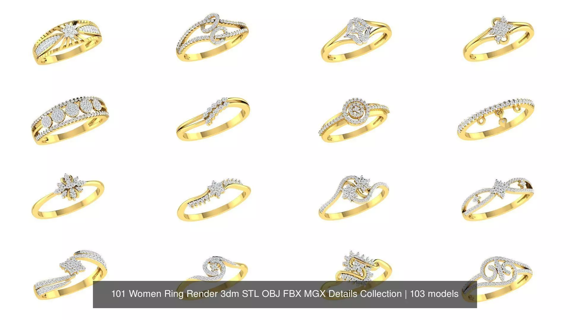 101 Women Ring Render 3dm STL OBJ FBX MGX Details Collection _1
