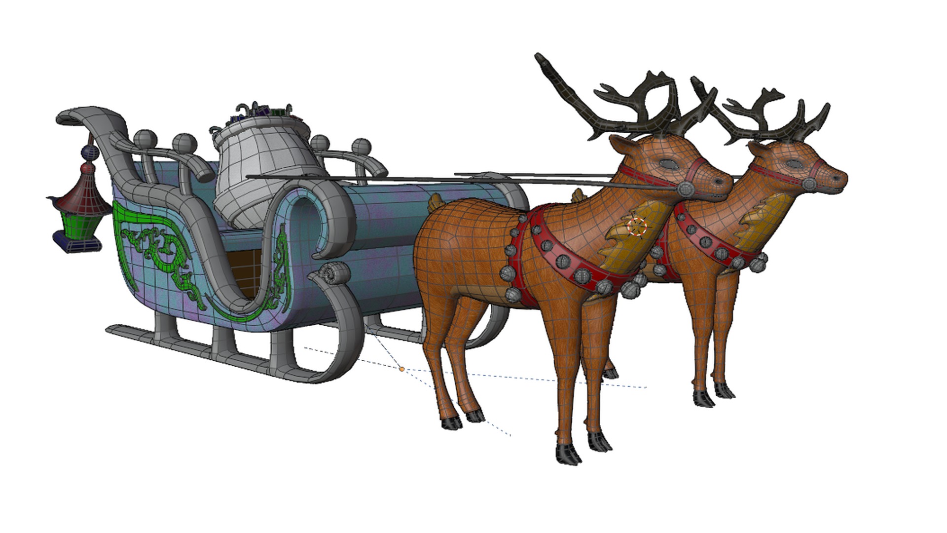 Santa Sleigh Low-poly 3D model_8