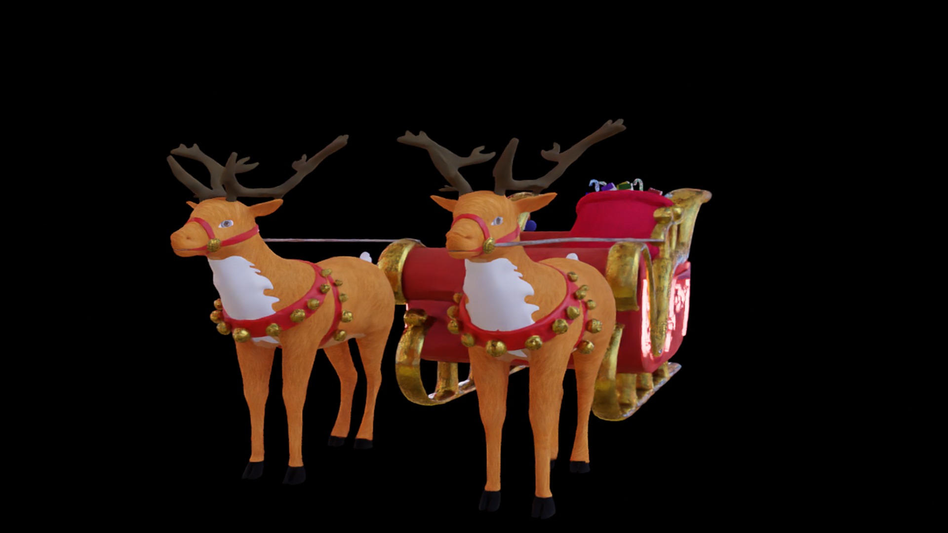 Santa Sleigh Low-poly 3D model_1