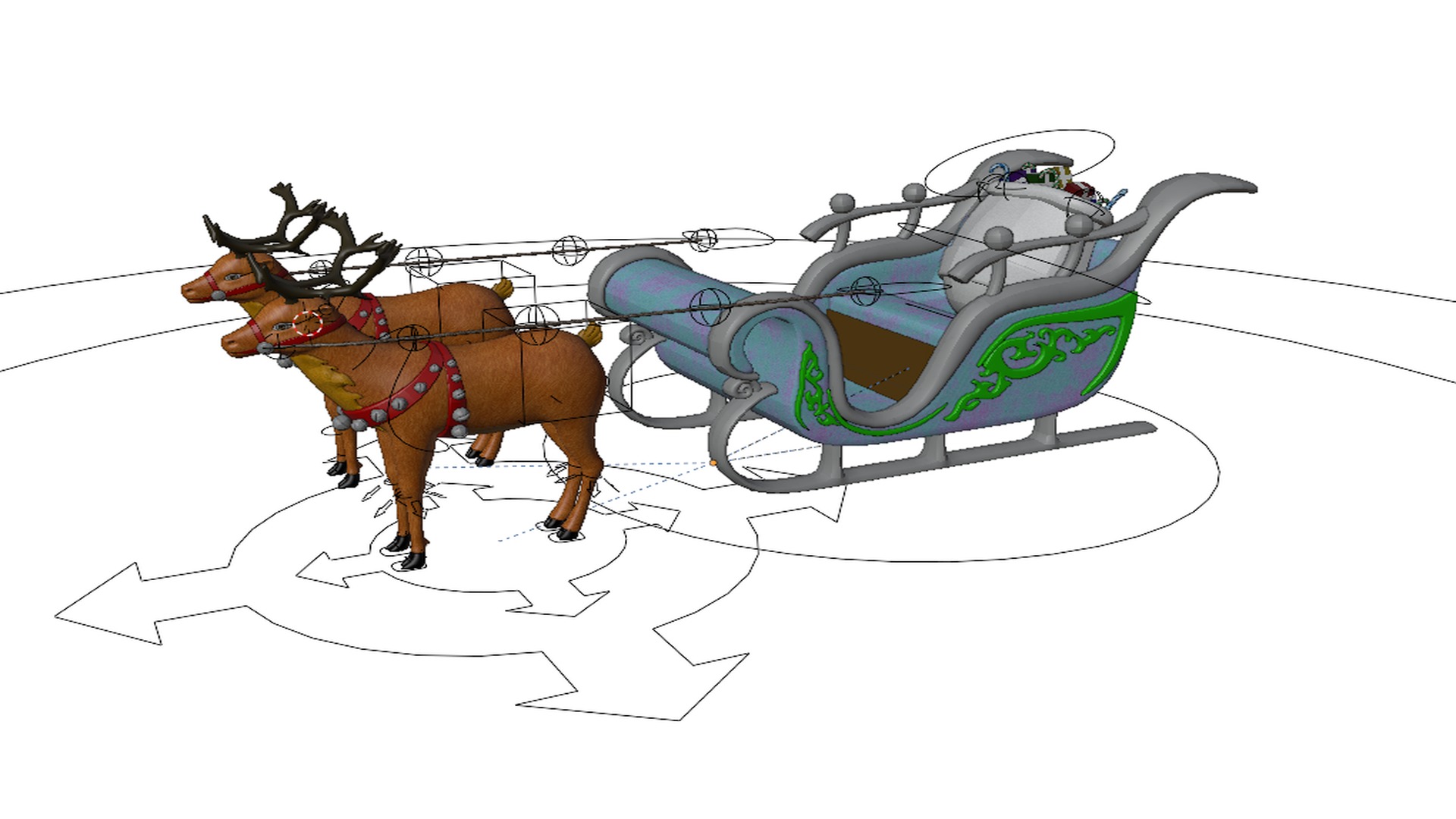 Santa Sleigh Low-poly 3D model_7