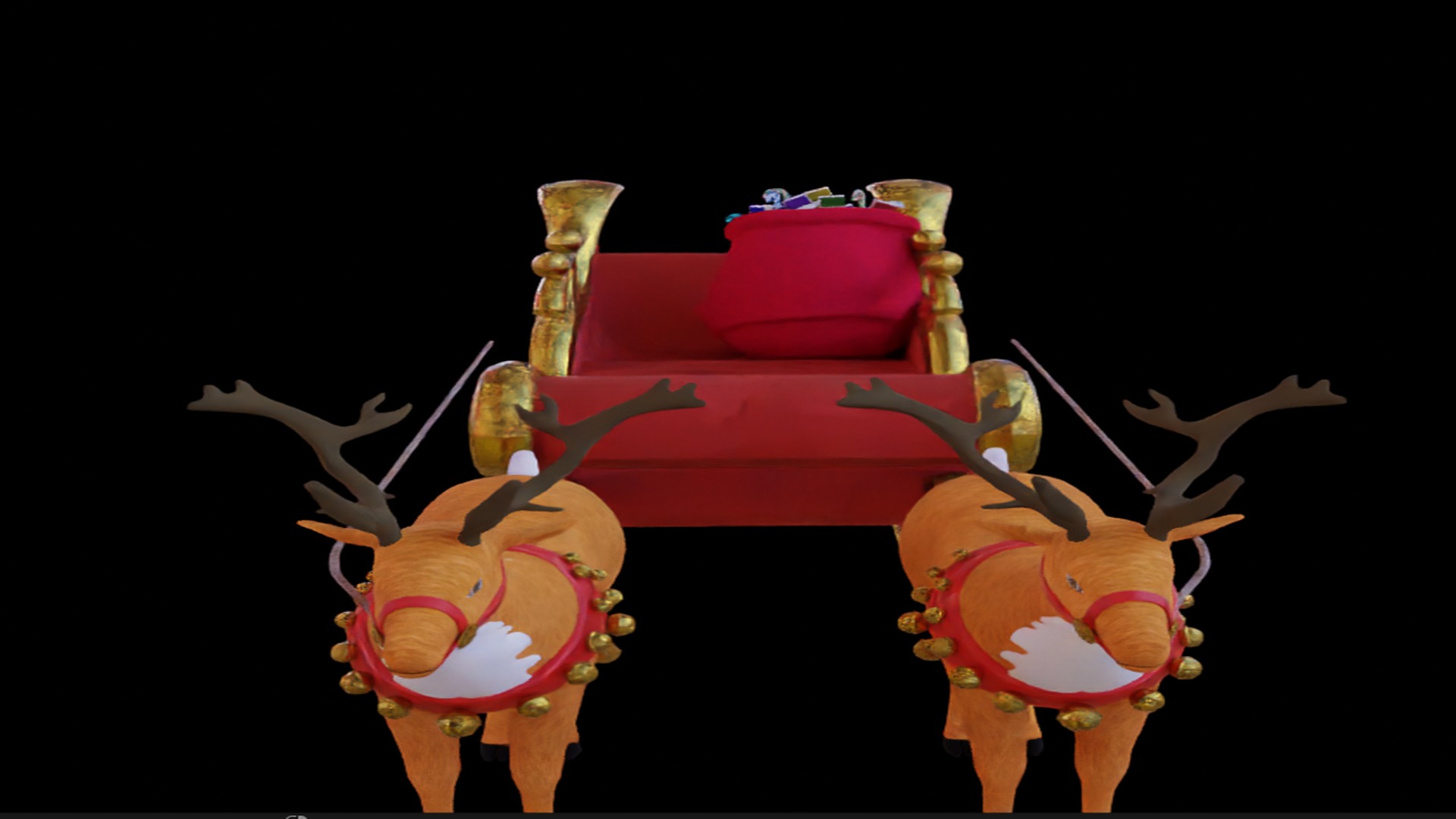 Santa Sleigh Low-poly 3D model_5