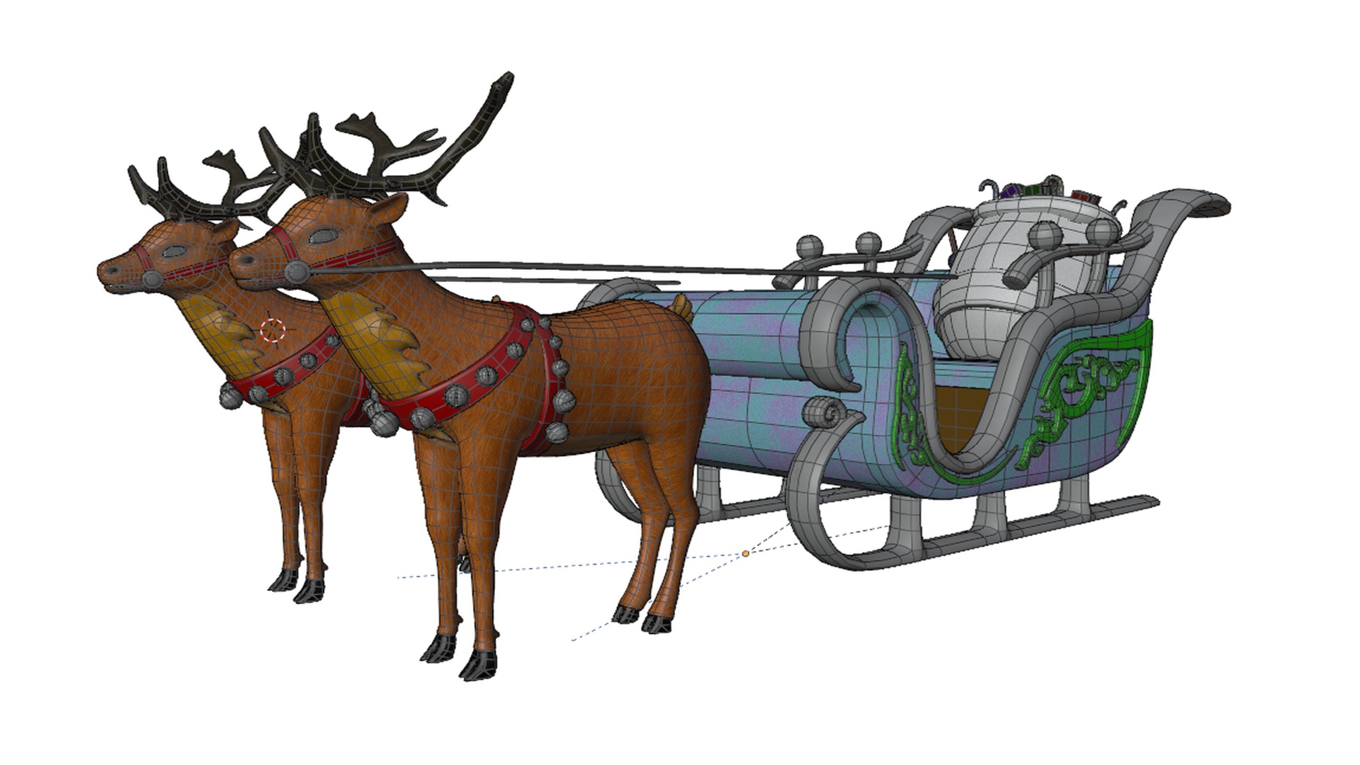 Santa Sleigh Low-poly 3D model_9