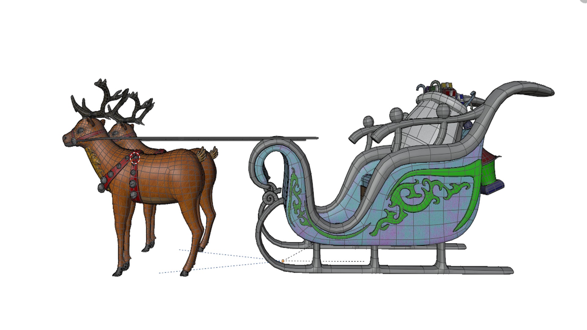 Santa Sleigh Low-poly 3D model_16