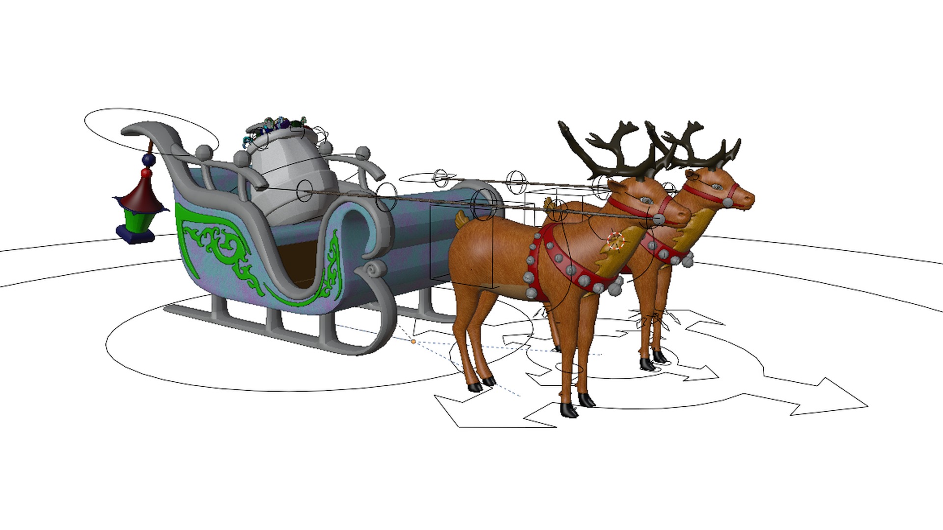 Santa Sleigh Low-poly 3D model_6