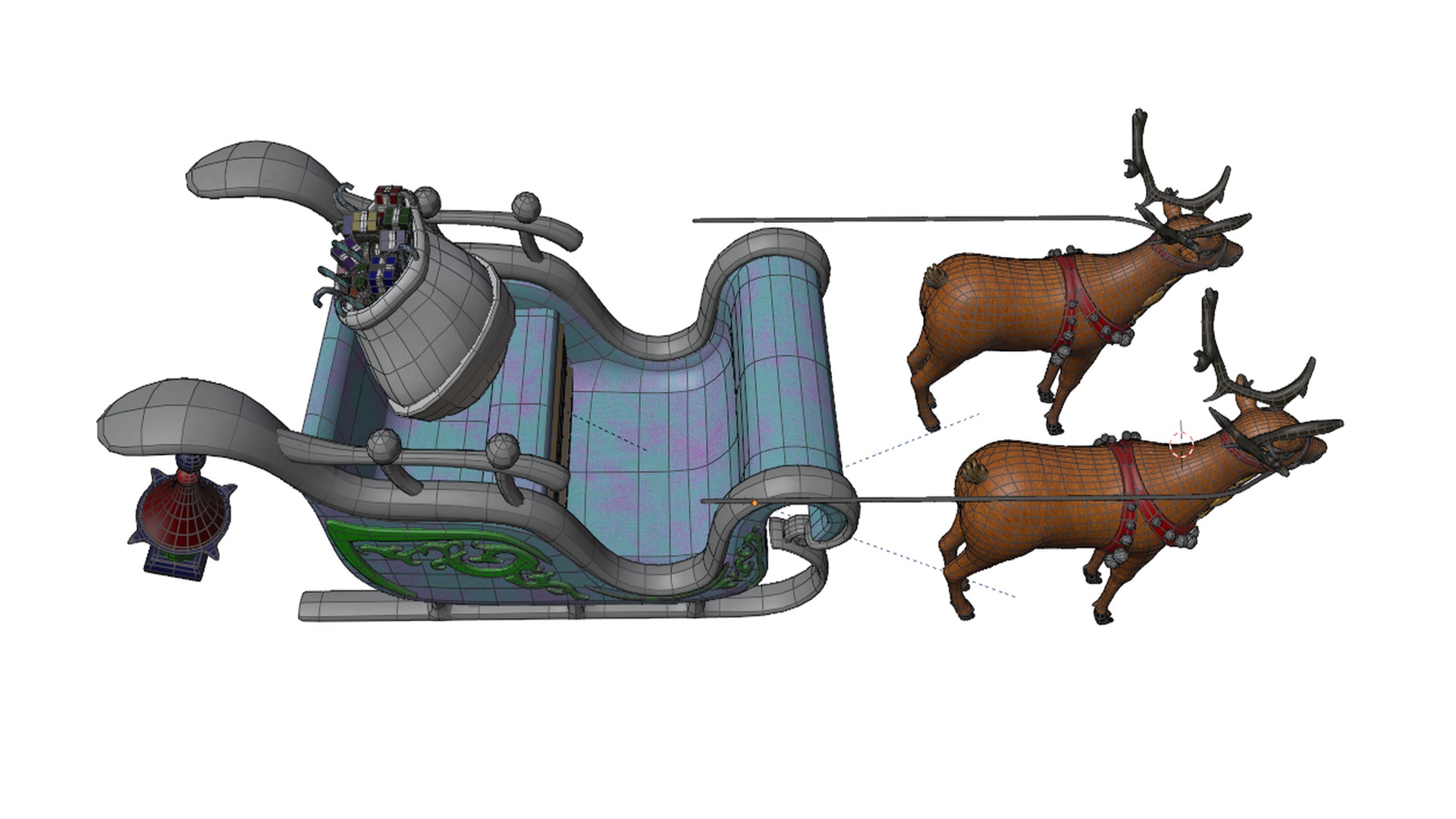 Santa Sleigh Low-poly 3D model_13