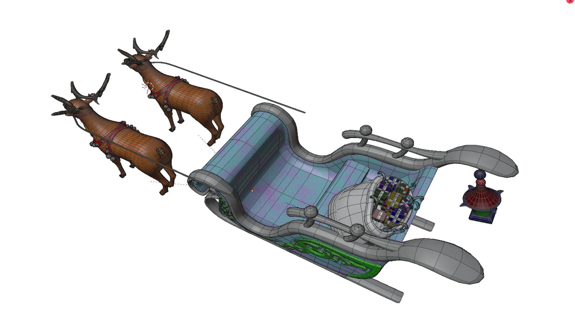 Santa Sleigh Low-poly 3D model_11