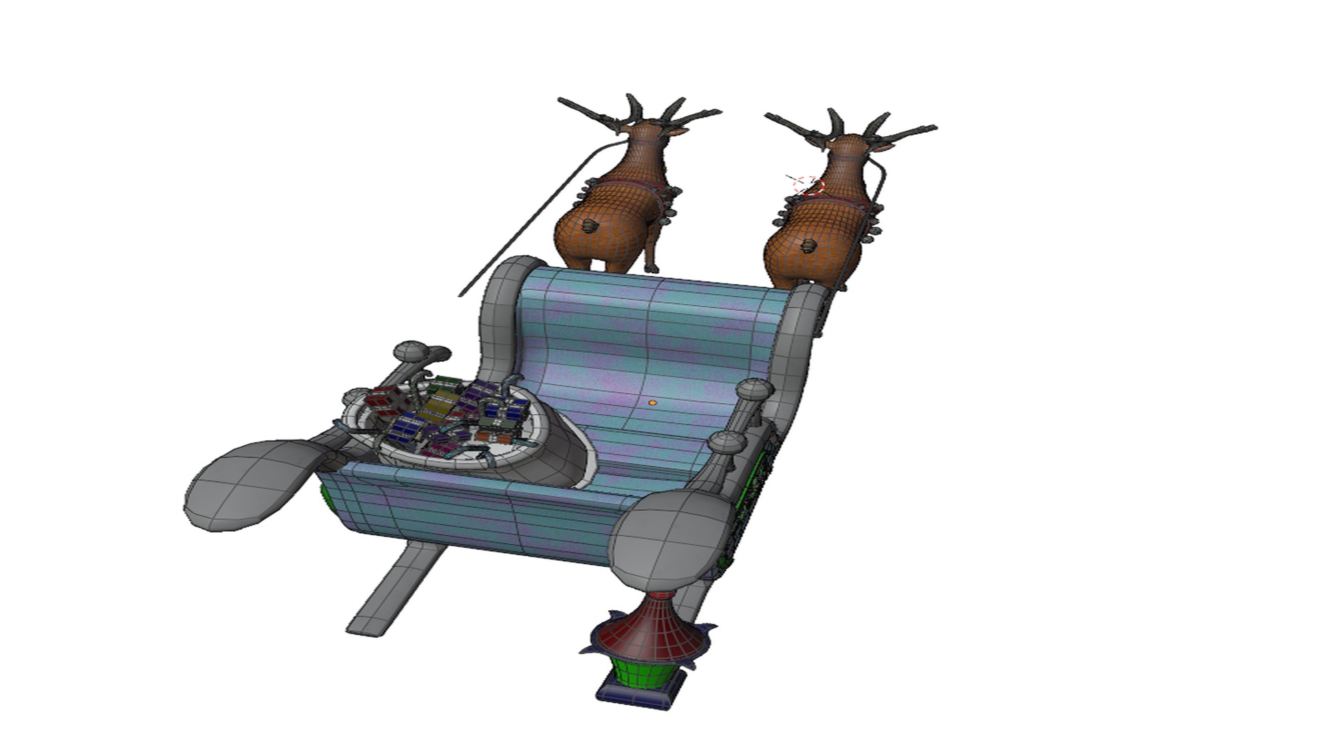 Santa Sleigh Low-poly 3D model_12