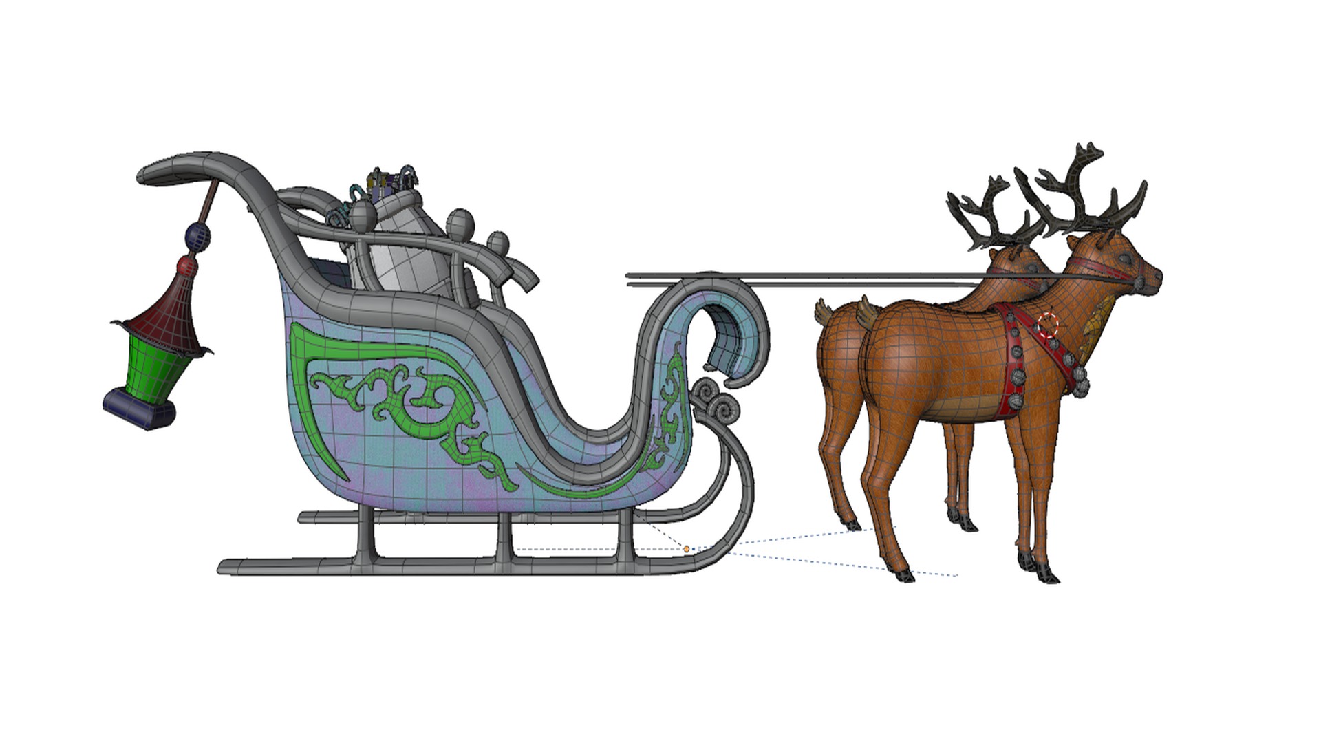 Santa Sleigh Low-poly 3D model_14
