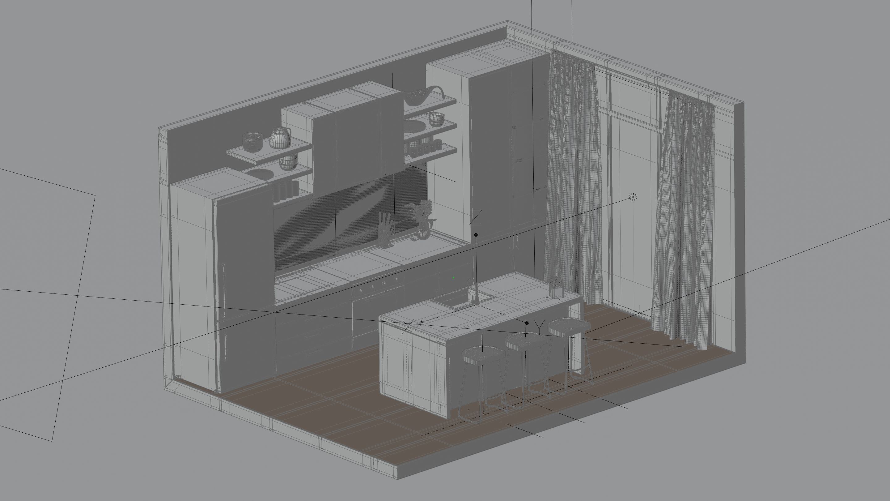 Kitchen isometric 3D model_5