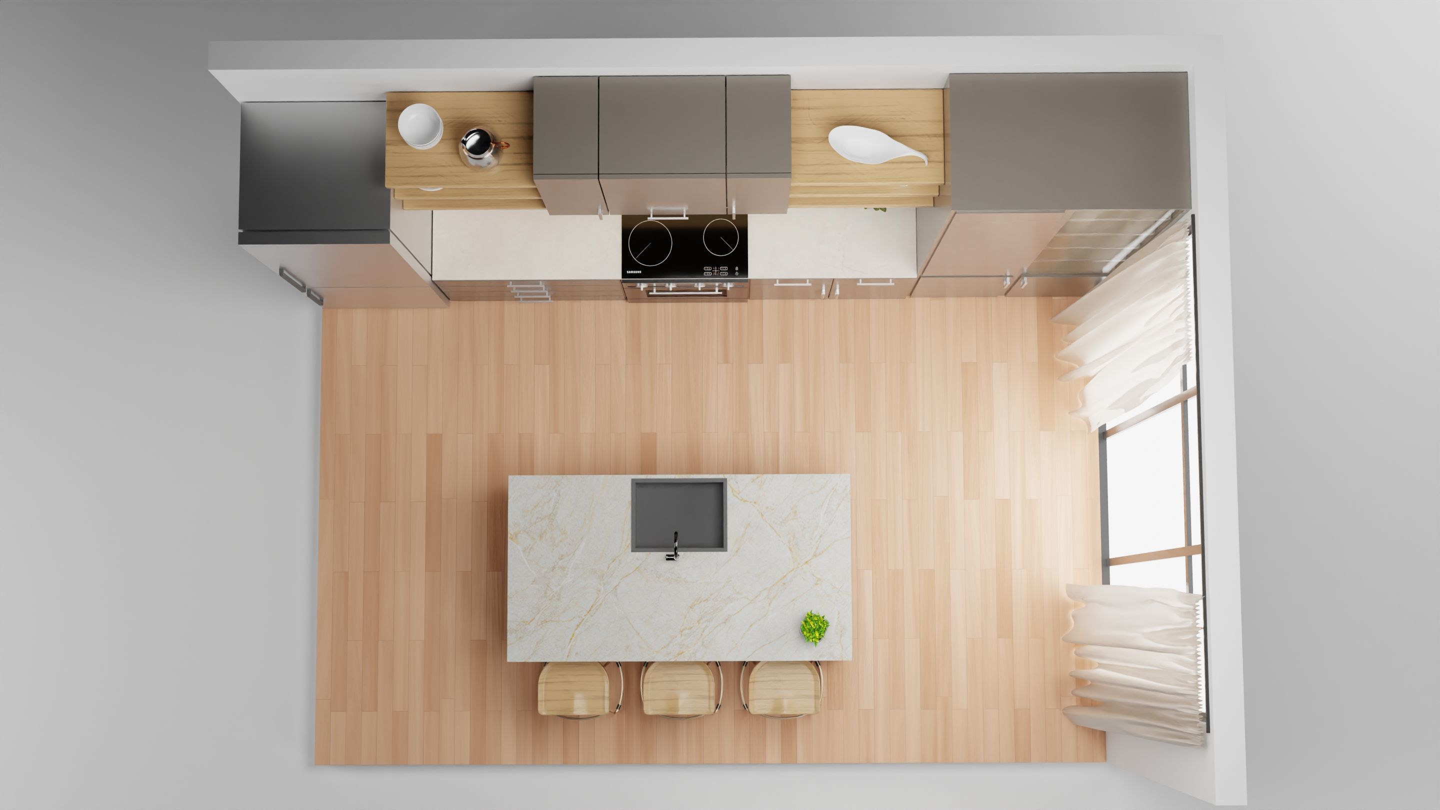 Kitchen isometric 3D model_1