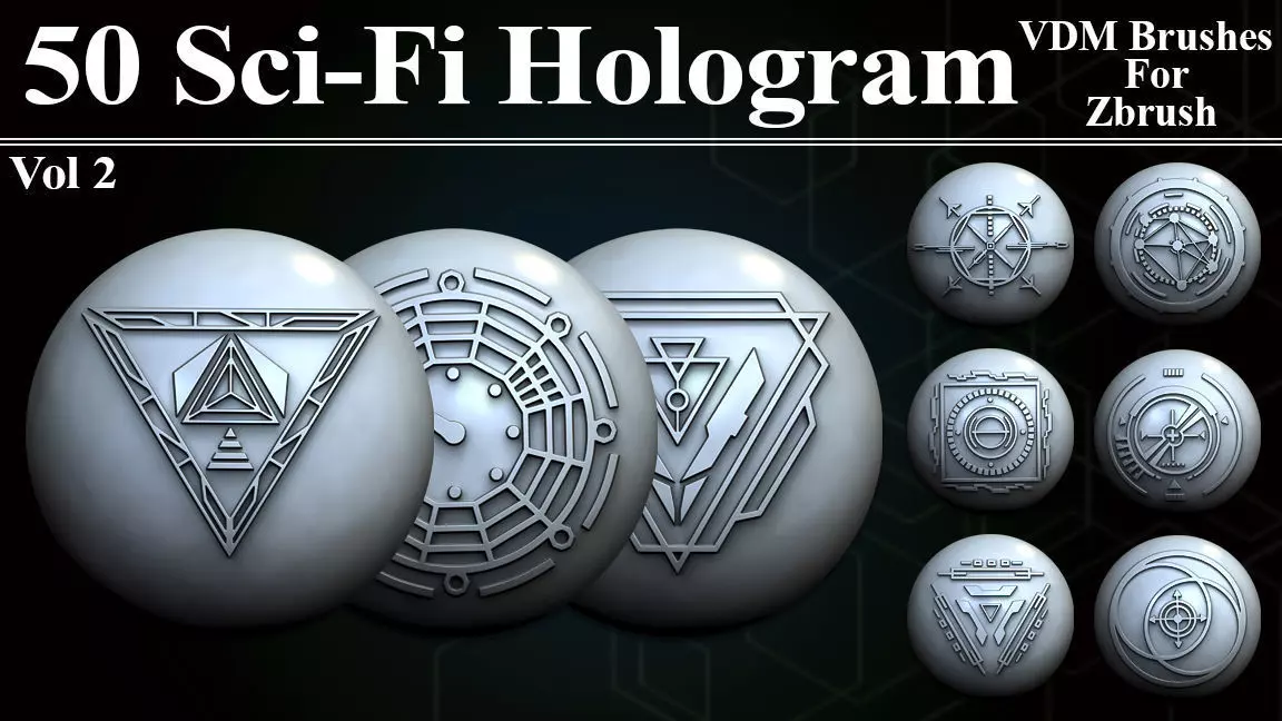 50 Sci -Fi Hologram VDM Brushes for Zbrush Vol 2 3D model_0