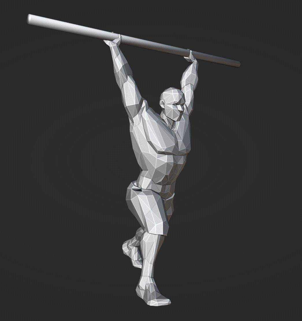 Lowpoly Split Jerk Male 01 Weightlifting 3D print model_4
