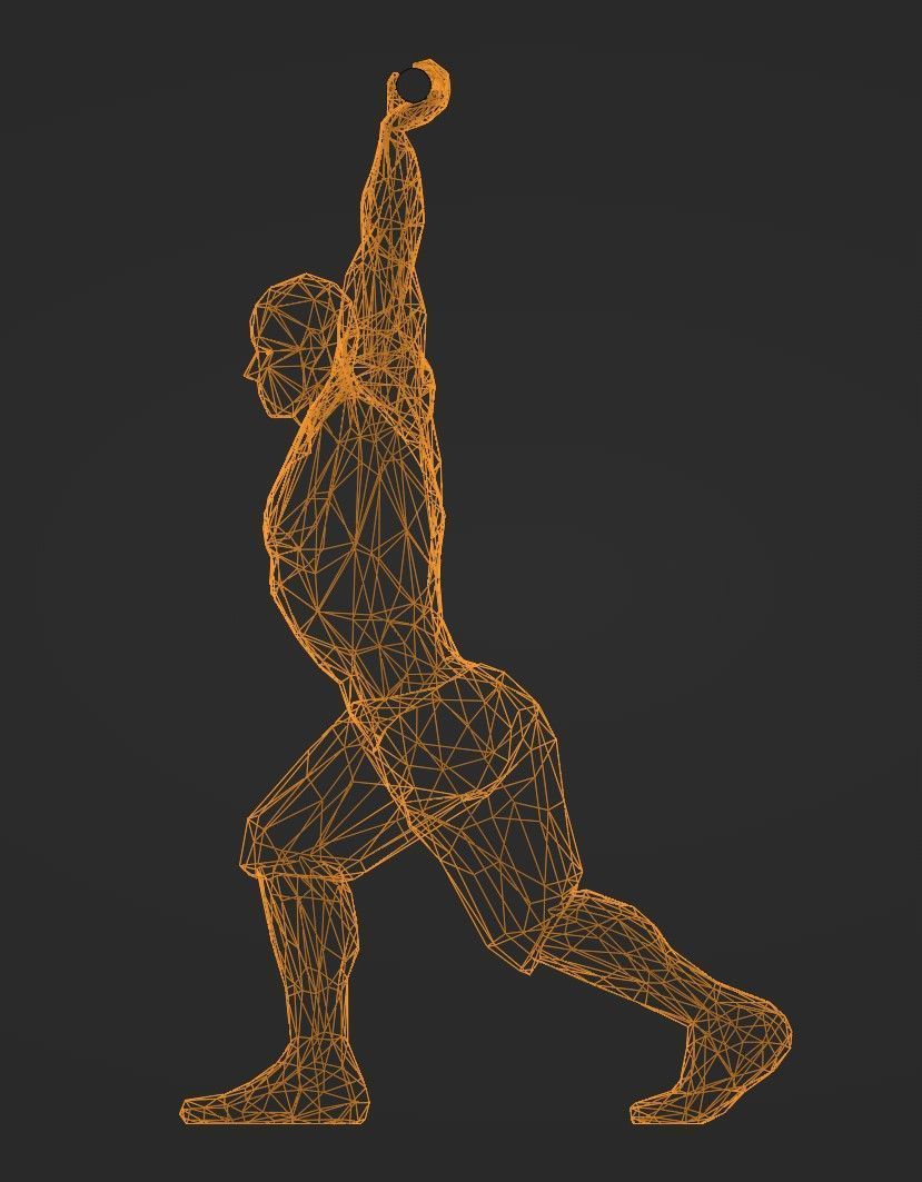 Lowpoly Split Jerk Male 01 Weightlifting 3D print model_11