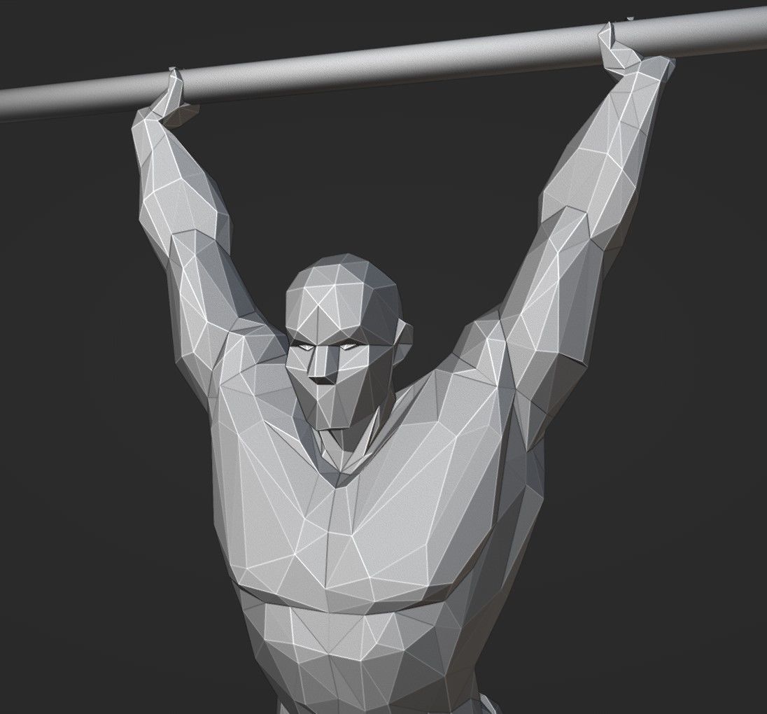 Lowpoly Split Jerk Male 01 Weightlifting 3D print model_5