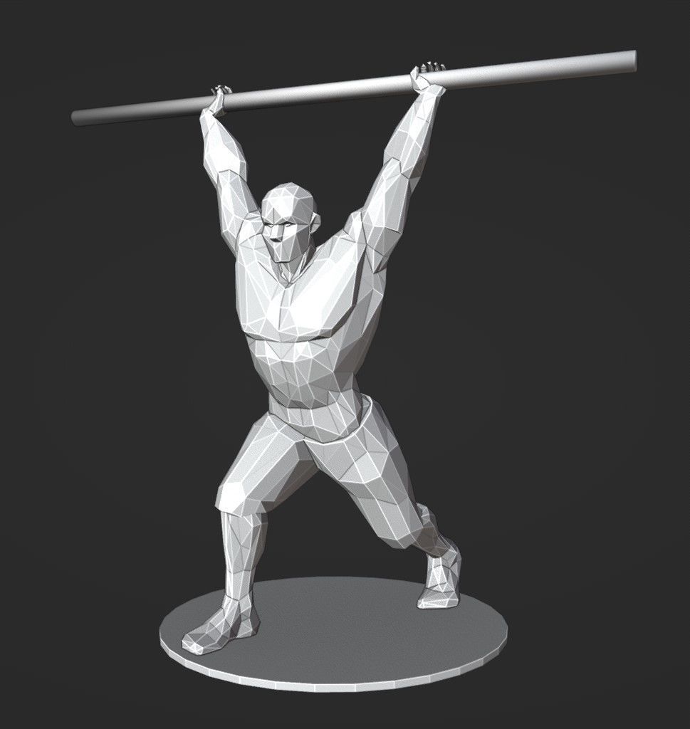 Lowpoly Split Jerk Male 01 Weightlifting 3D print model_9
