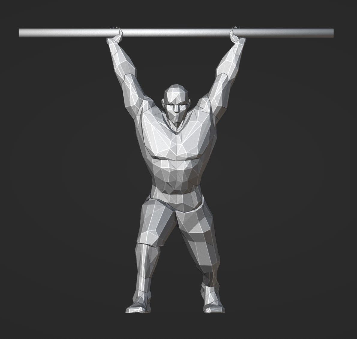 Lowpoly Split Jerk Male 01 Weightlifting 3D print model_1