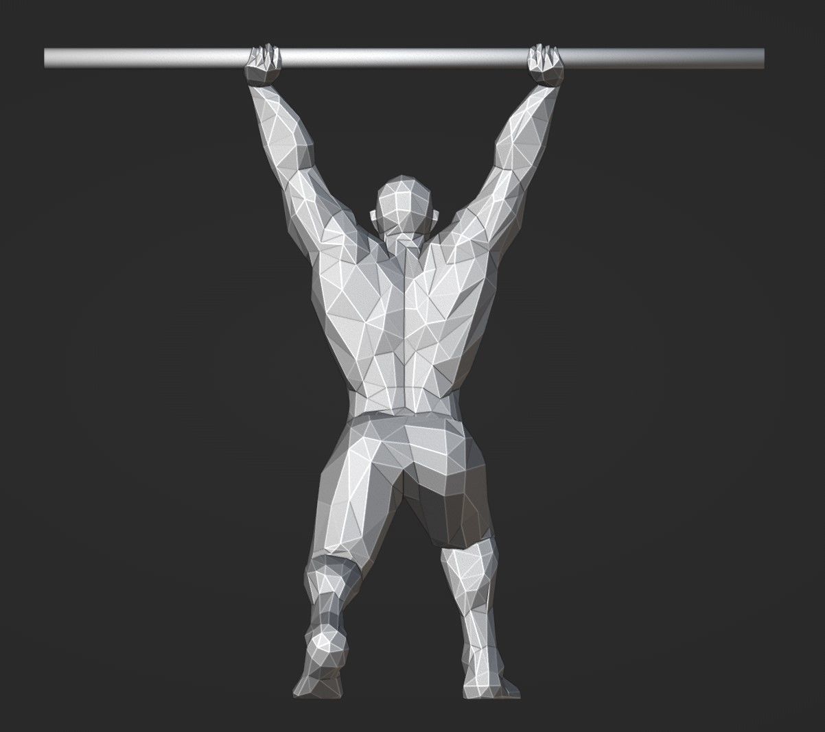 Lowpoly Split Jerk Male 01 Weightlifting 3D print model_3
