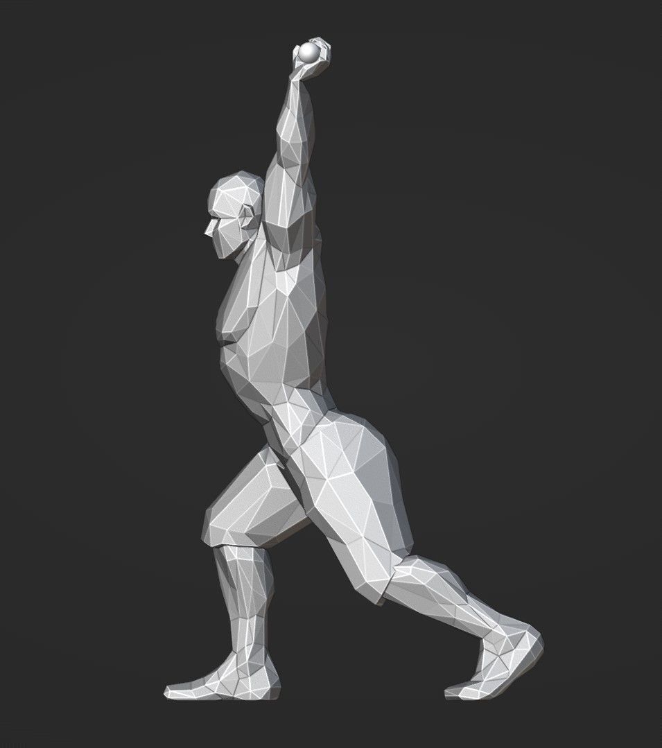 Lowpoly Split Jerk Male 01 Weightlifting 3D print model_2