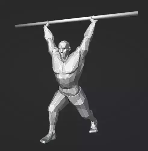 Lowpoly Split Jerk Male 01 Weightlifting