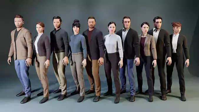 Modular Formal Wear Pack Rigged to Metahumans and Epic Skeleton Low-poly 3D model