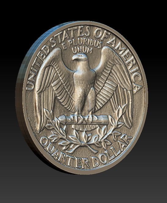 coin Washington Quarter 3D print model_1