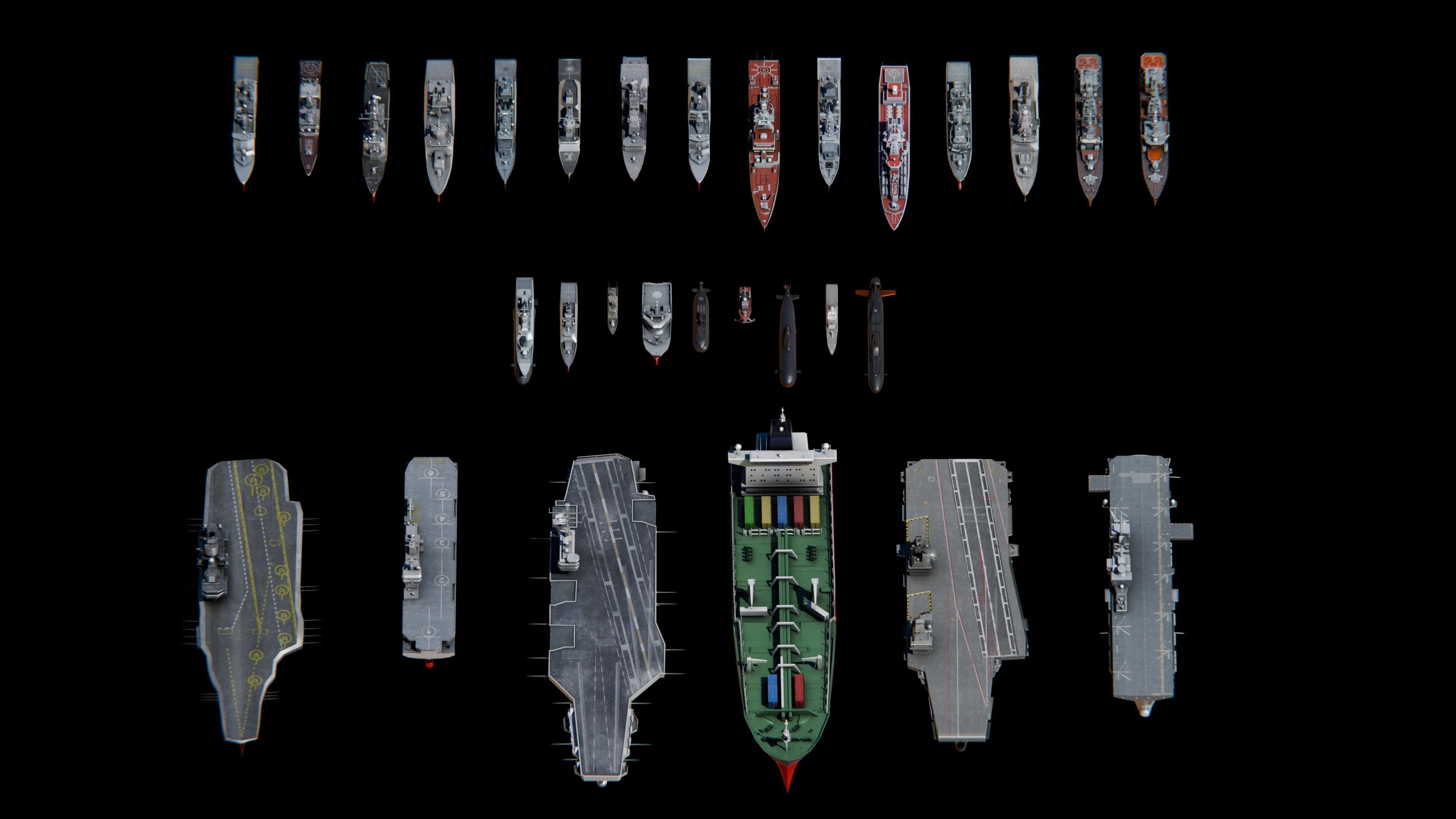 Low Poly NAVAL SHIPS PACK Low-poly 3D model_1
