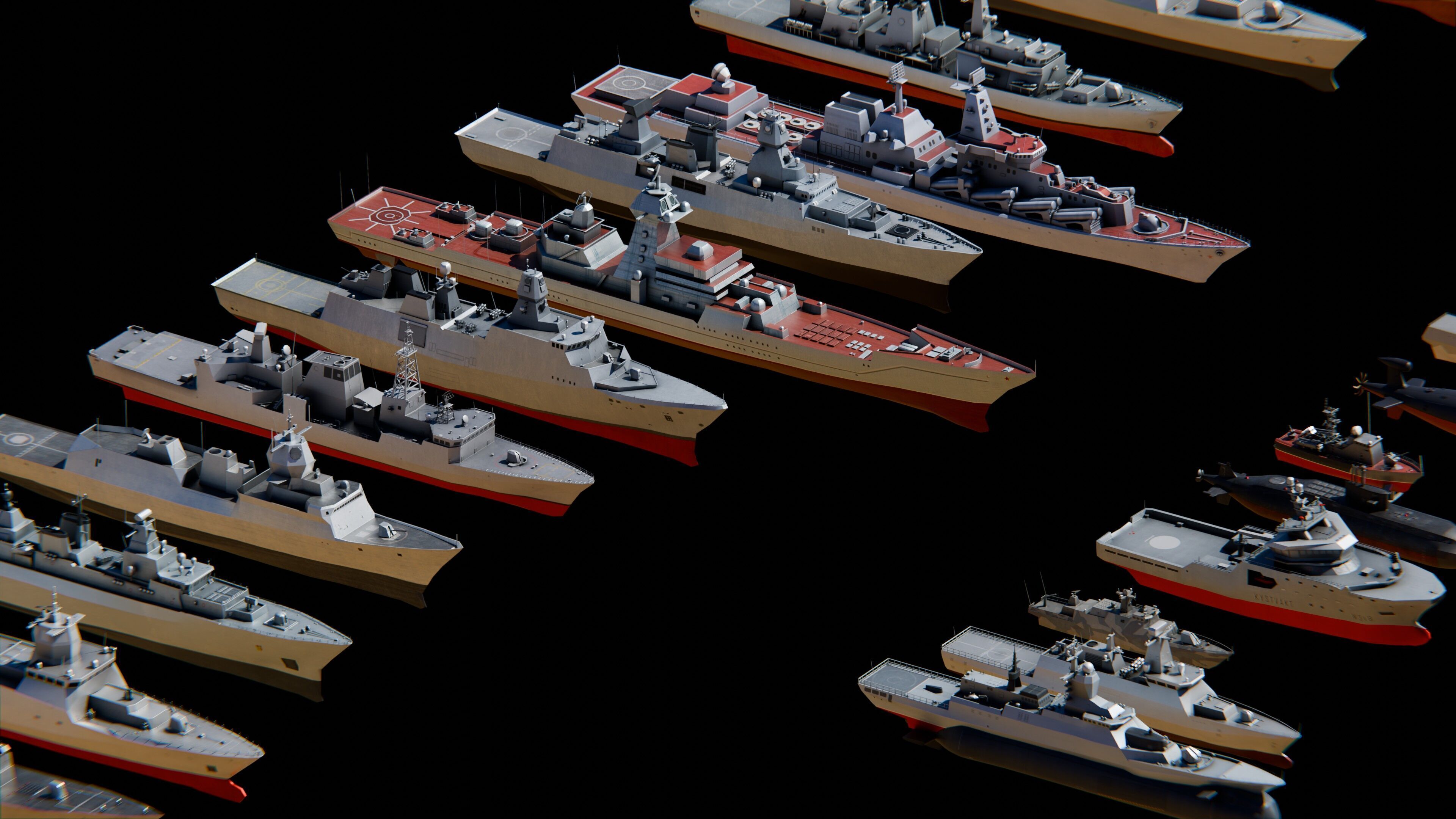 Low Poly NAVAL SHIPS PACK Low-poly 3D model_4