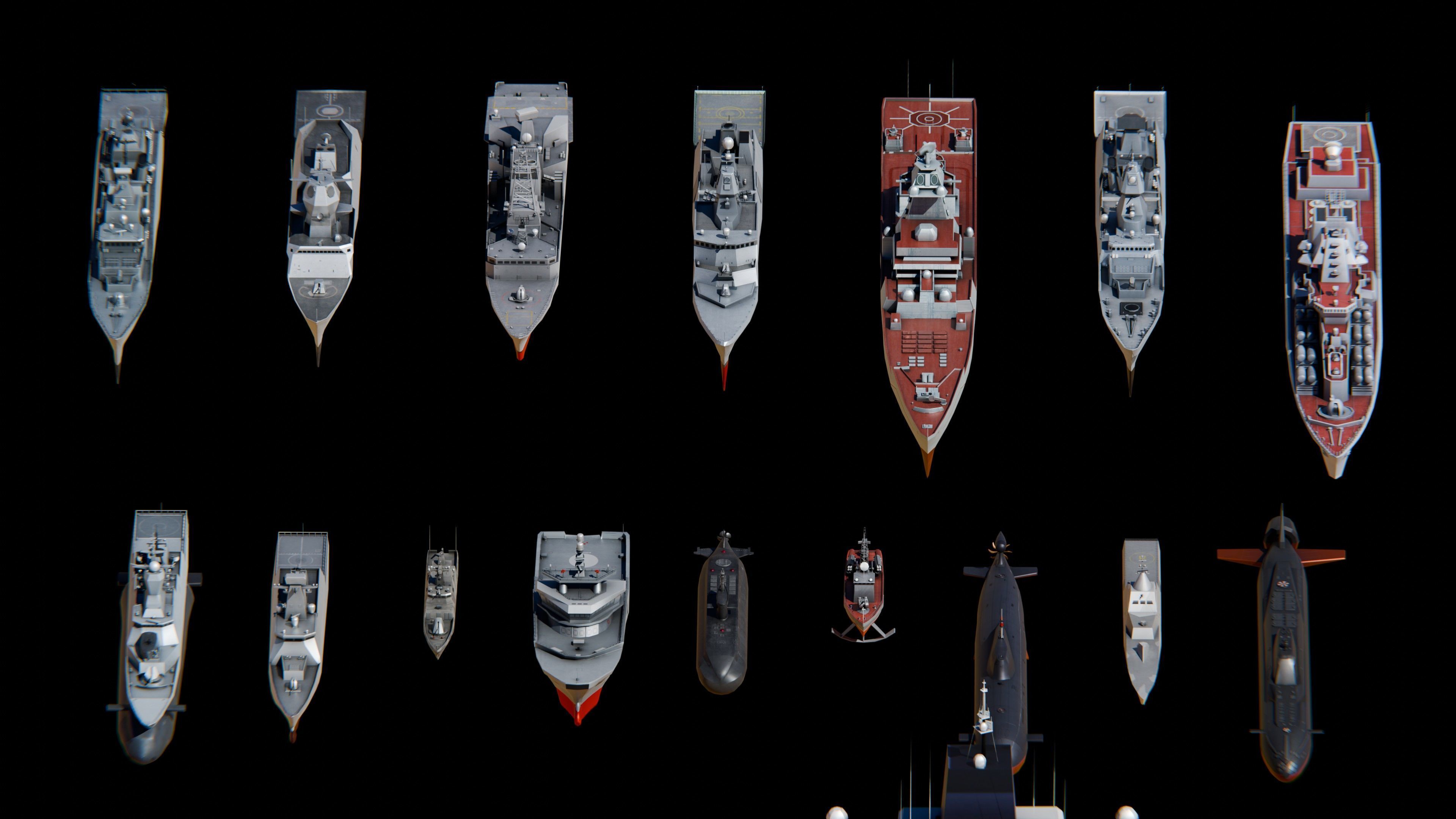 Low Poly NAVAL SHIPS PACK Low-poly 3D model_3