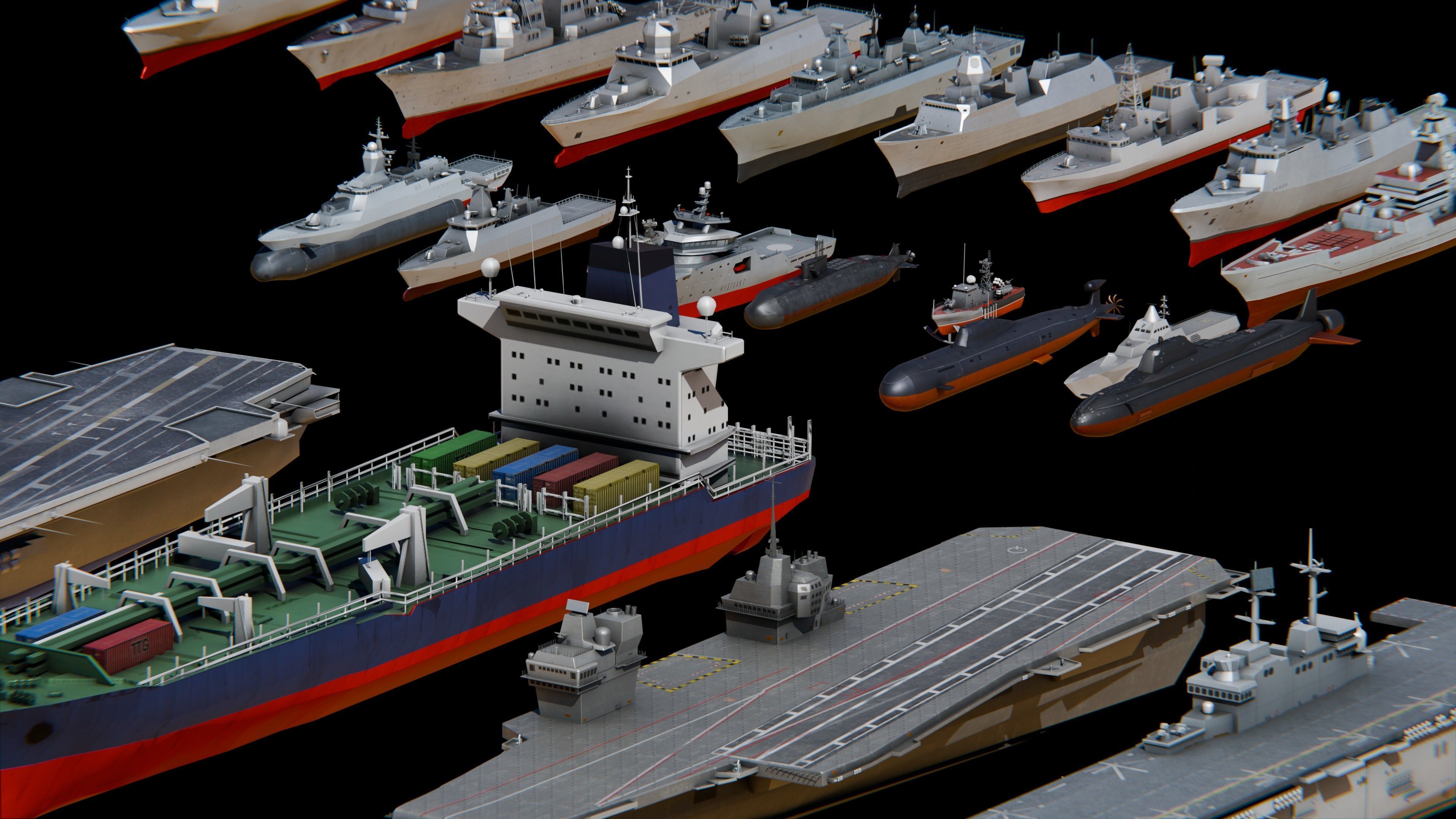 Low Poly NAVAL SHIPS PACK Low-poly 3D model_8