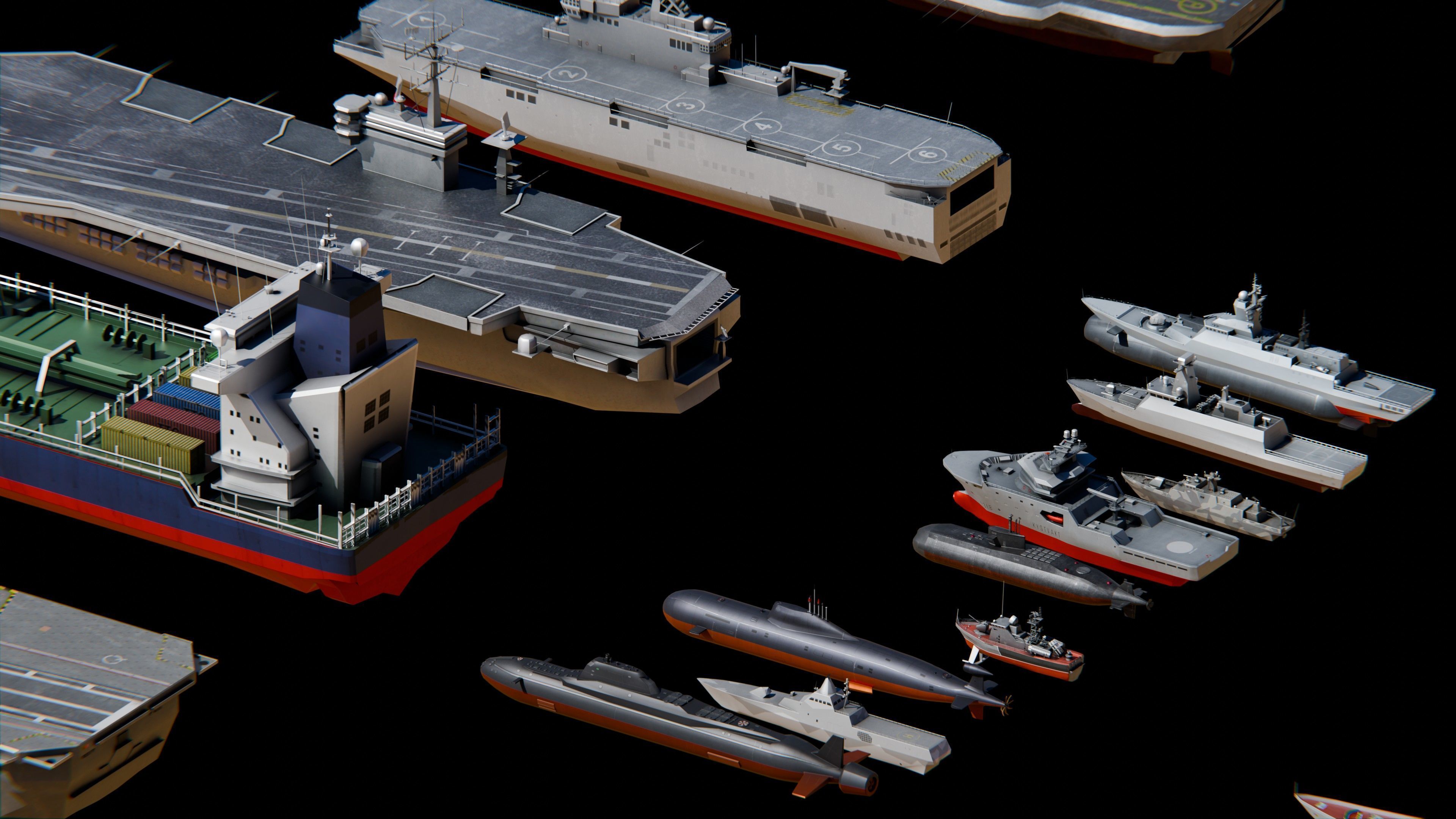 Low Poly NAVAL SHIPS PACK Low-poly 3D model_7
