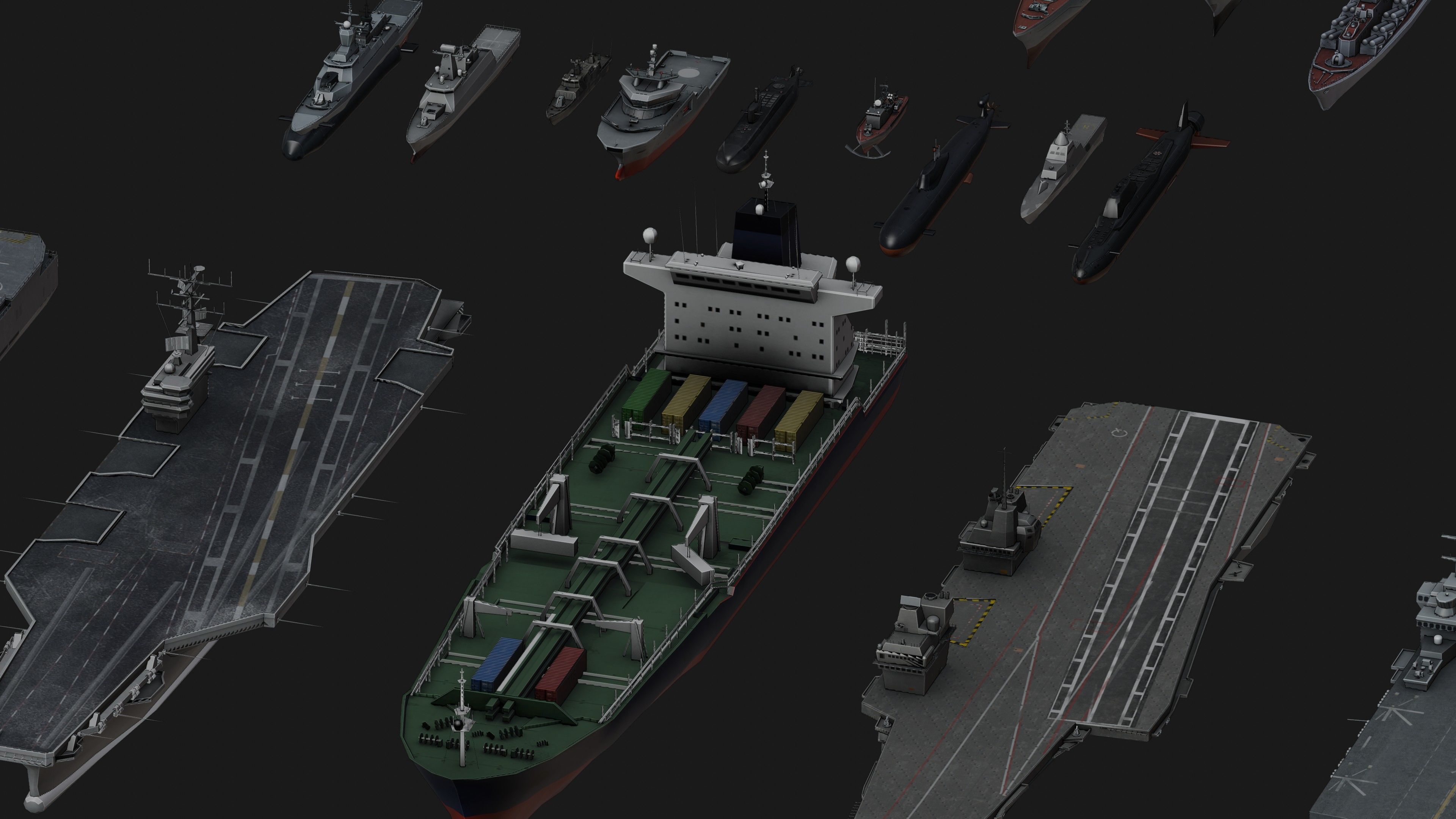 Low Poly NAVAL SHIPS PACK Low-poly 3D model_2