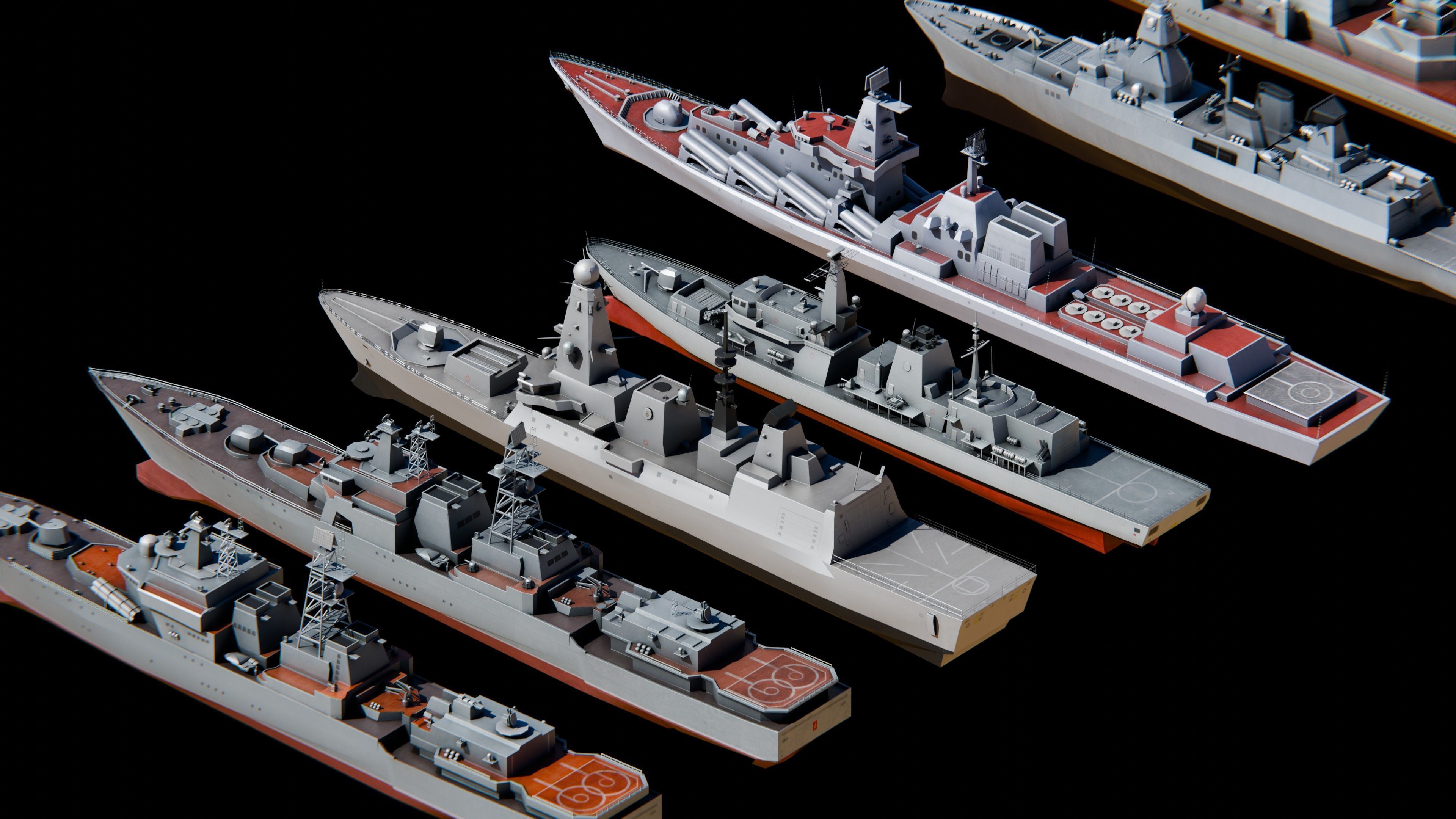 Low Poly NAVAL SHIPS PACK Low-poly 3D model_6
