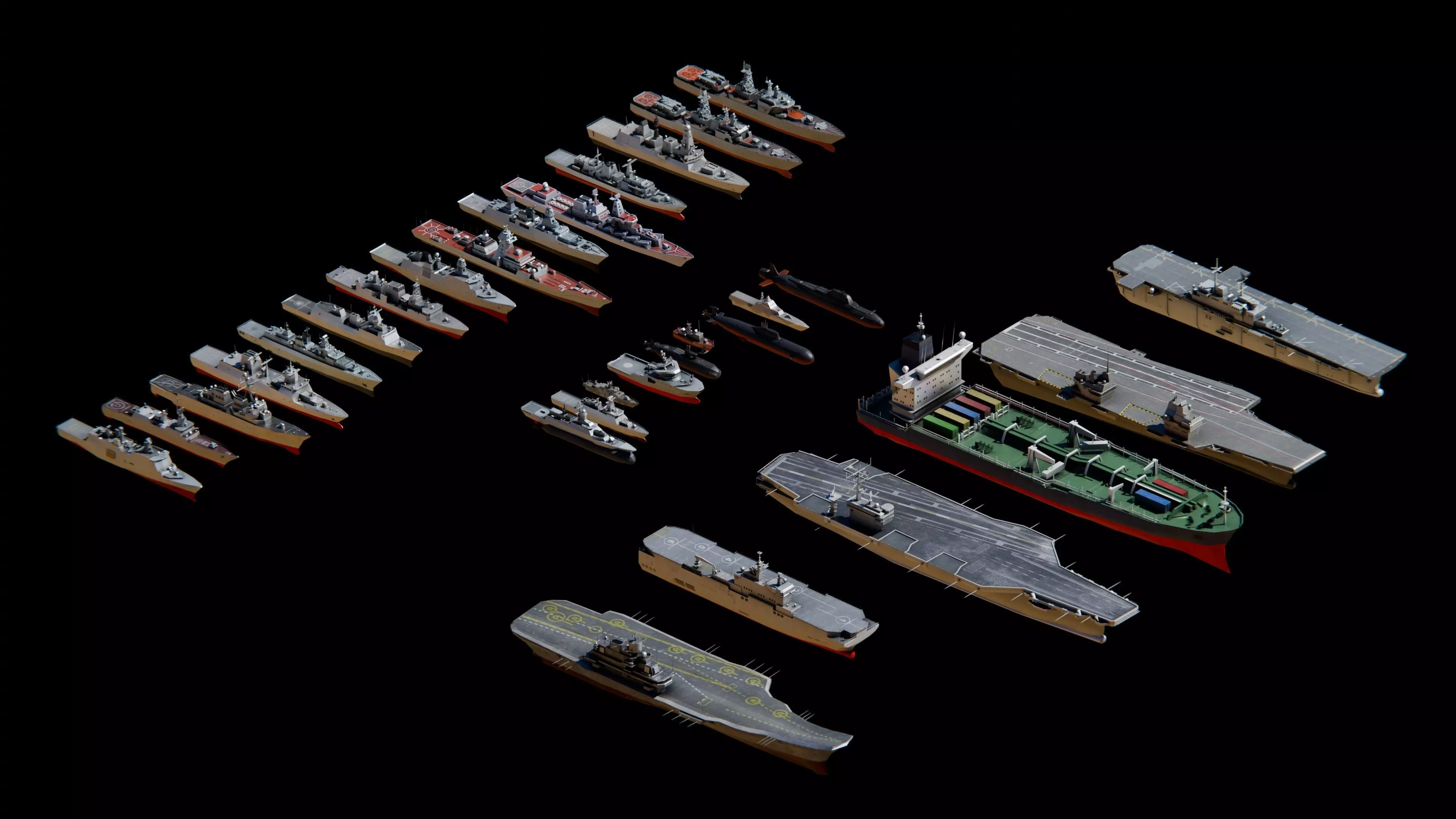 Low Poly NAVAL SHIPS PACK Low-poly 3D model_0