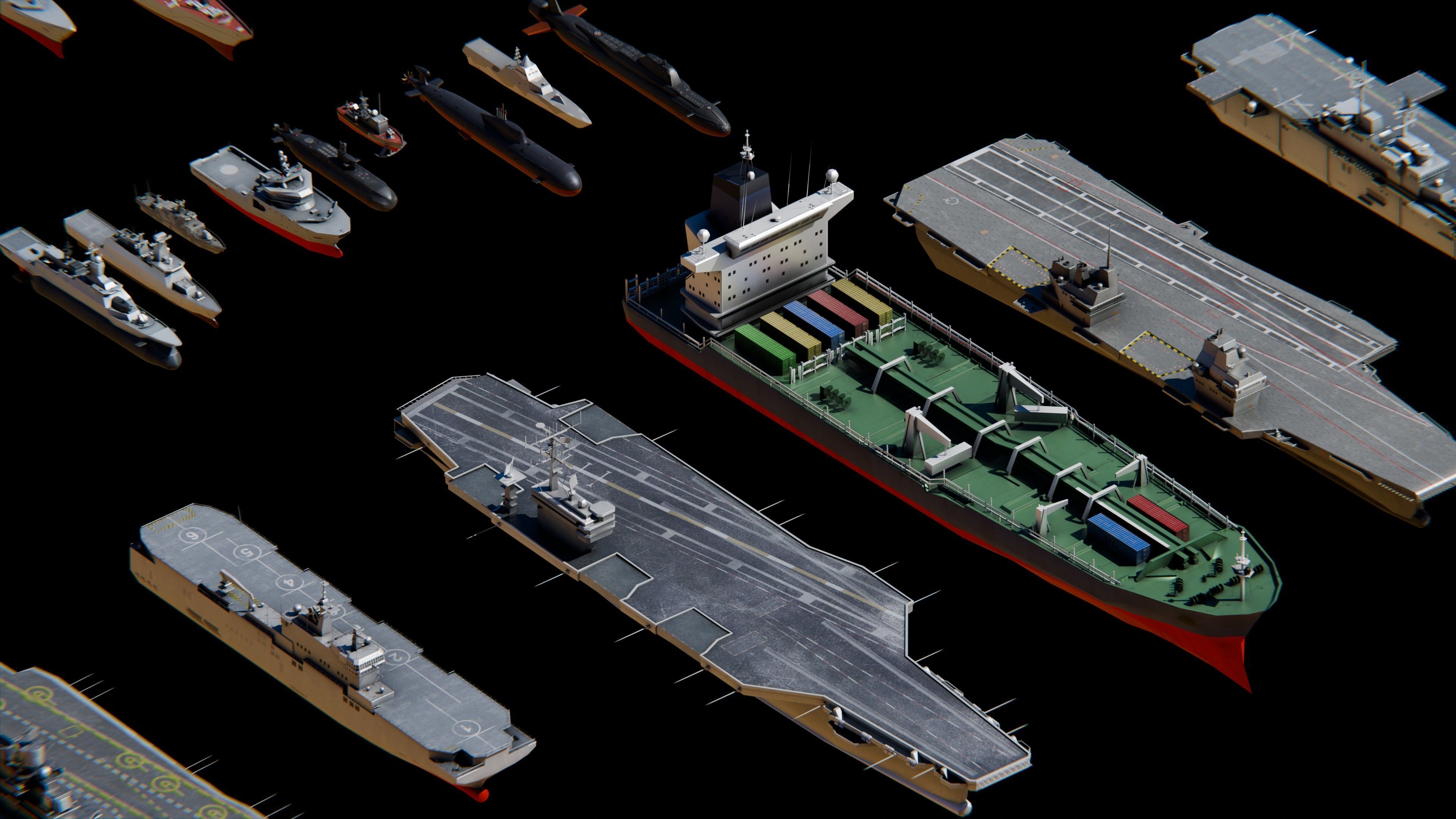Low Poly NAVAL SHIPS PACK Low-poly 3D model_5