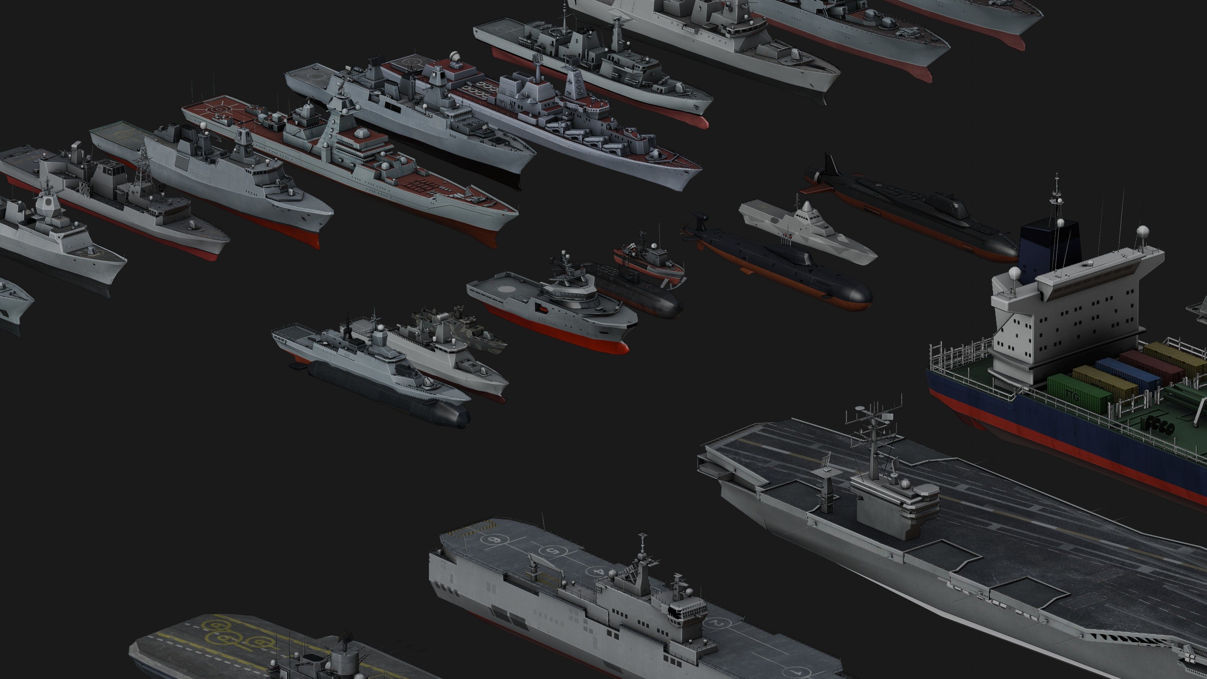 Low Poly NAVAL SHIPS PACK Low-poly 3D model_9