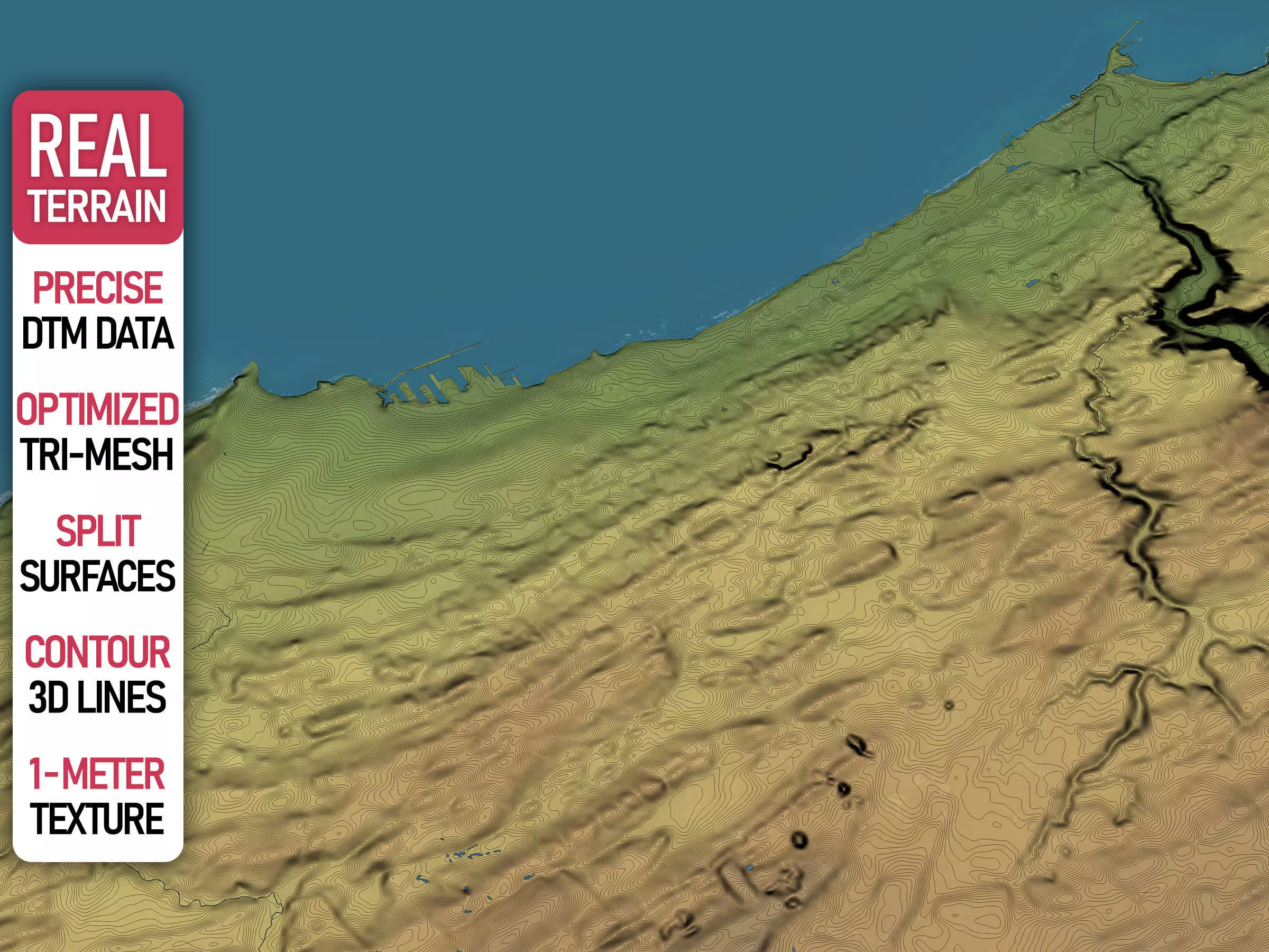 Casablanca - Topography Terrain Low-poly 3D model_0