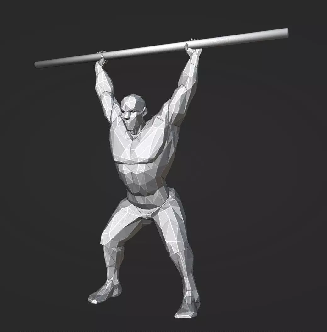 Power Jerk Male 01 Weightlifting 3D print model