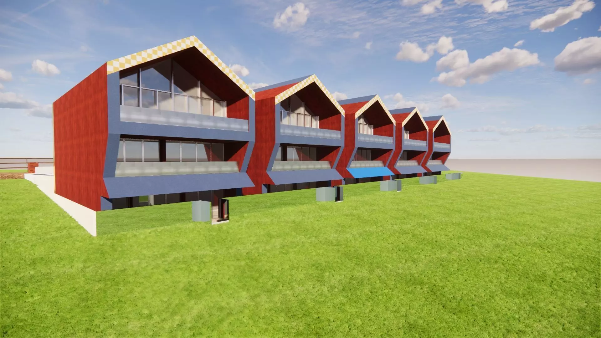 simple modern houses Low-poly 3D model_0