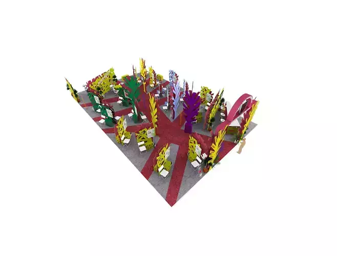 EXHIBITION PAVILION BOOTH 13M x 20M Low-poly 3D model