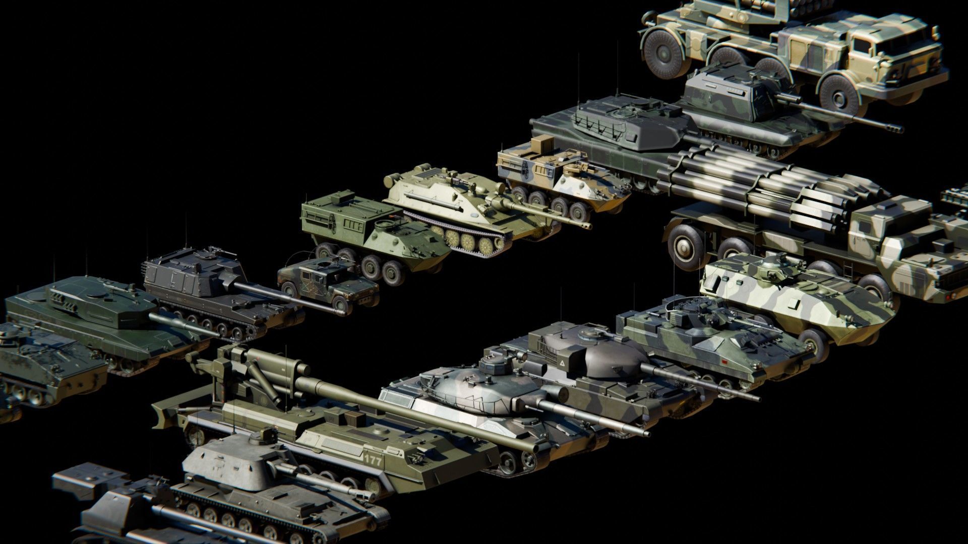 Low Poly War Vehicles PACK Low-poly 3D model_7