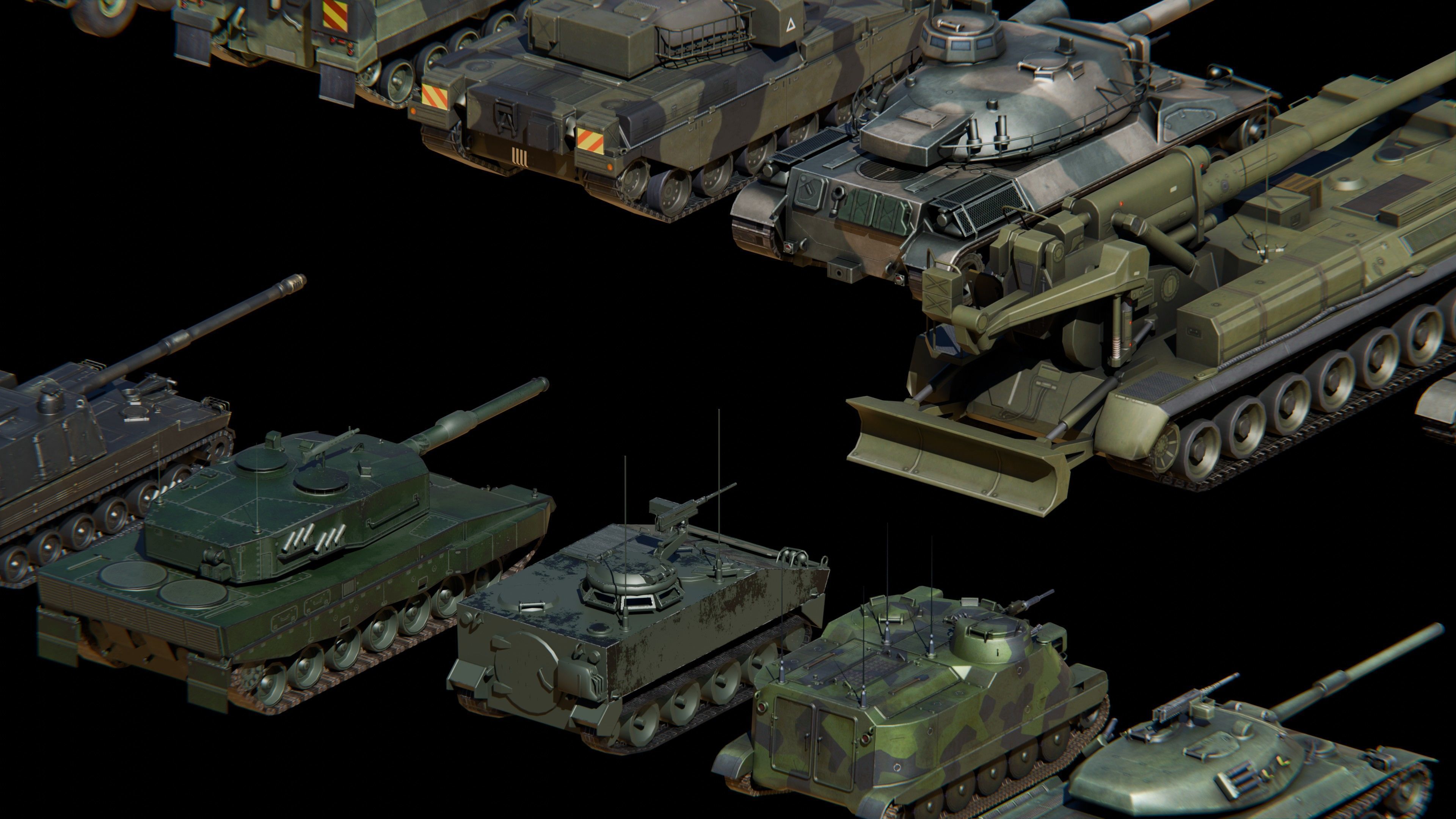 Low Poly War Vehicles PACK Low-poly 3D model_4