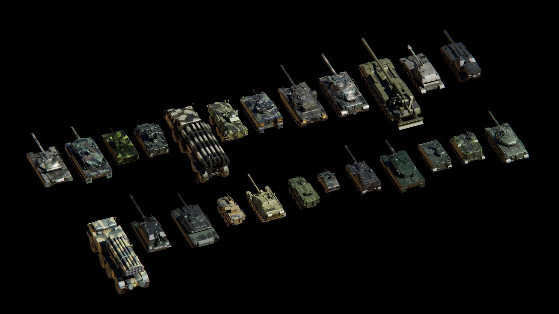 Low Poly War Vehicles PACK Low-poly 3D model_6