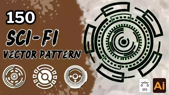 150 Sci-Fi Vector Patterns 3D model