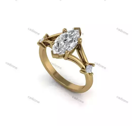 Elegant 3D Marquise Cut Diamond Ring Model