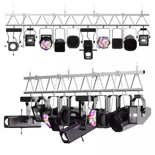 Soft theater farm with lighting equipment Low-poly 3D model