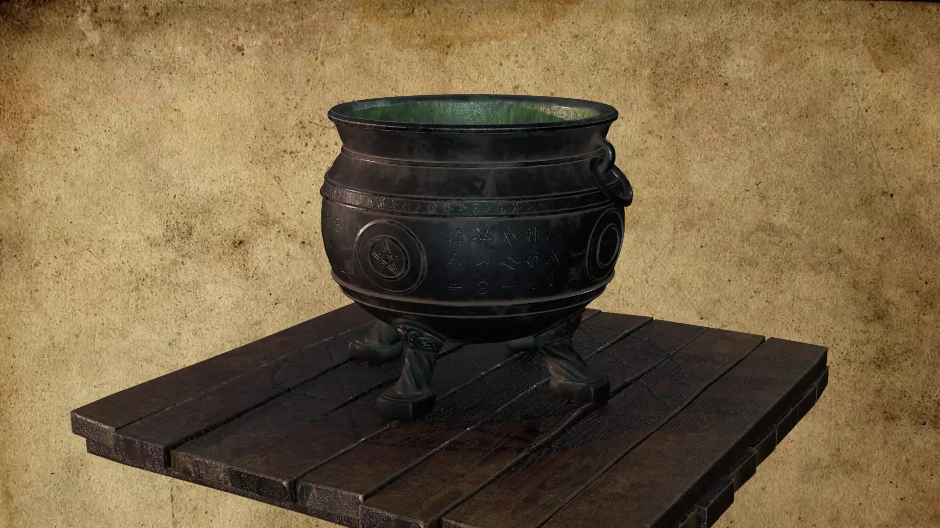 Medieval Magic Cauldron 3D model