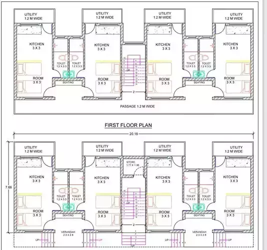 2D floor plan of the servant quarters 3D print model